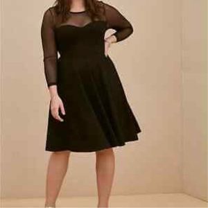 Torrid Illusion sleeve black dress size 1